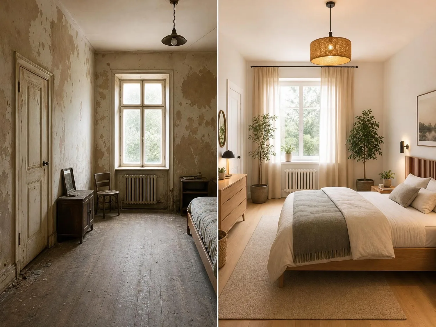 Réalisation : Chambre entièrement rénovée — Rénovation complète en Île-de-France