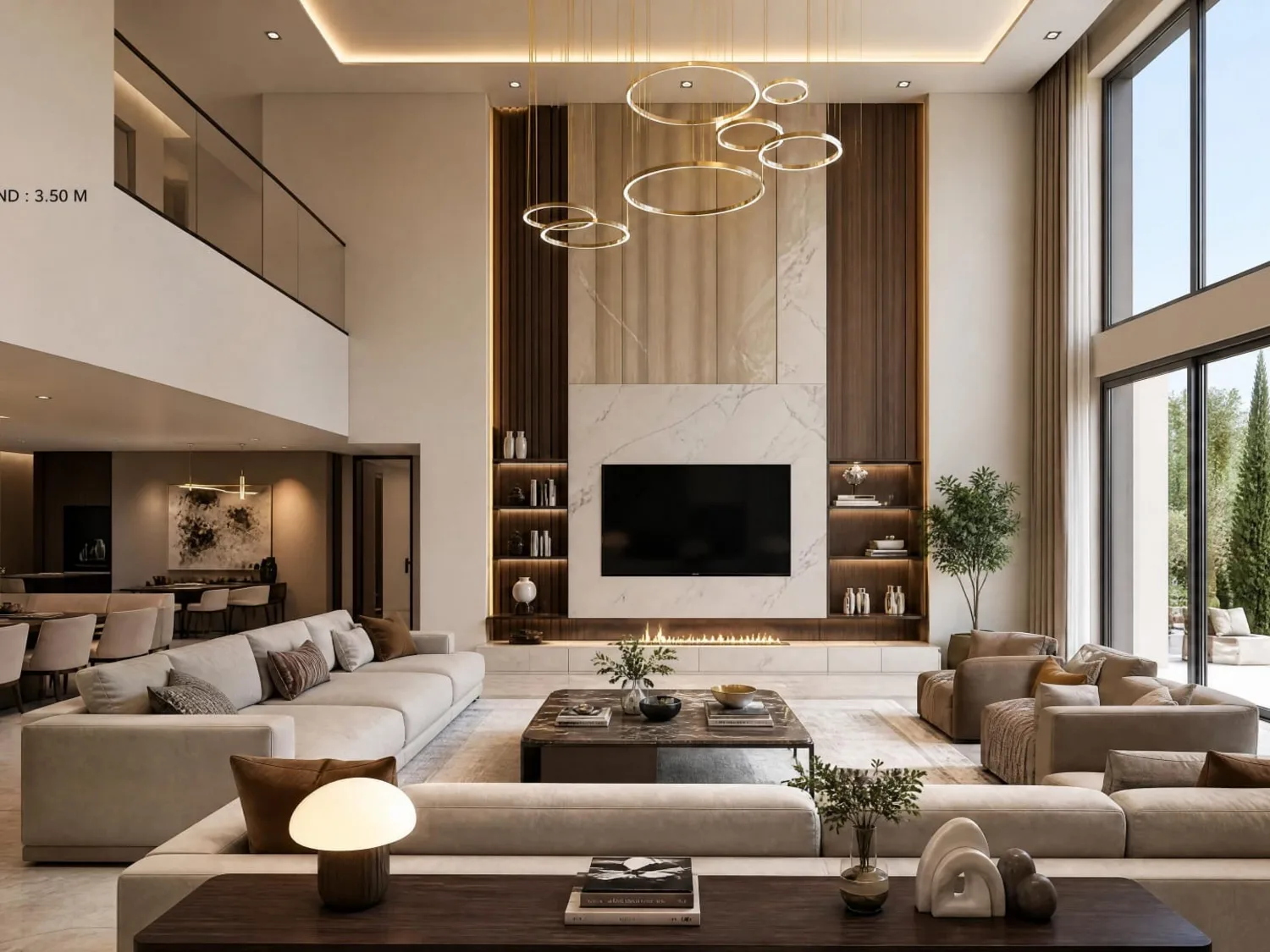 Réalisation : Séjour cathédrale de 90 m² — Décoration en Île-de-France